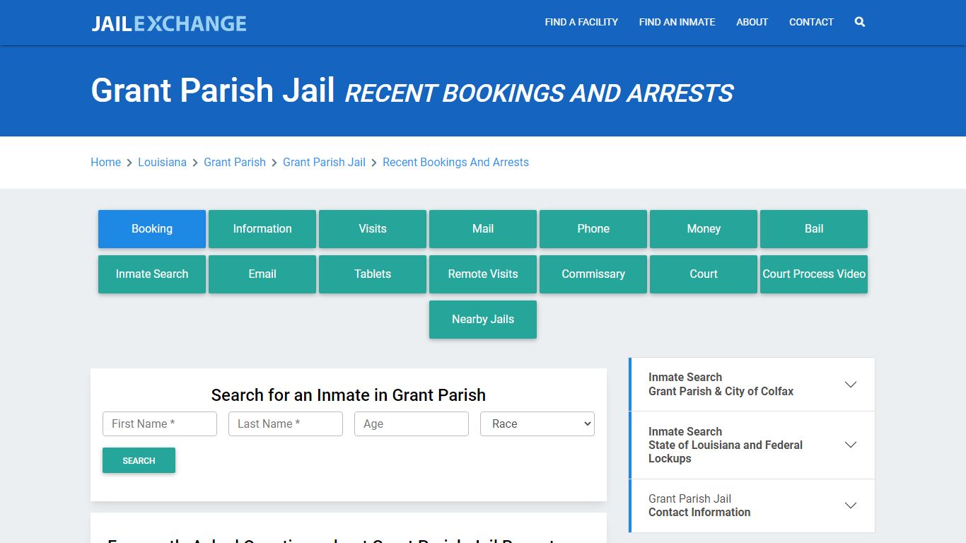 Grant Parish Jail Recent Bookings And Arrests - Jail Exchange